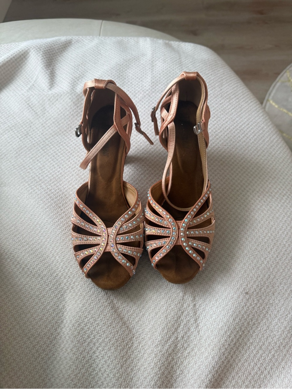 Women's Rose Gold Crystal Ankle-Strap Heels